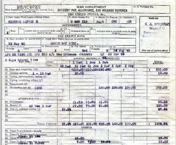 Chaplain Alfred Hietpas Final LES, 1945