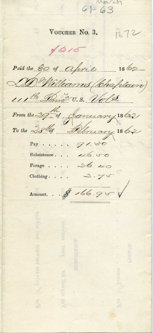 Chaplain L.D. Williams Pay Voucher