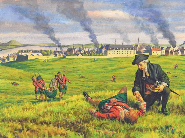 Chaplain and wounded at plains of Abraham, 1759.