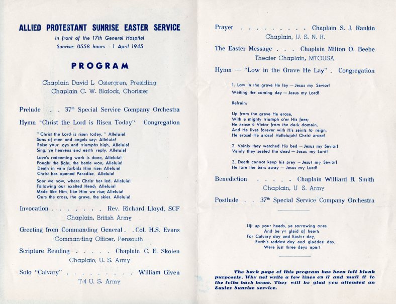 Easter Sunrise Service, Italy, 1 April 1945