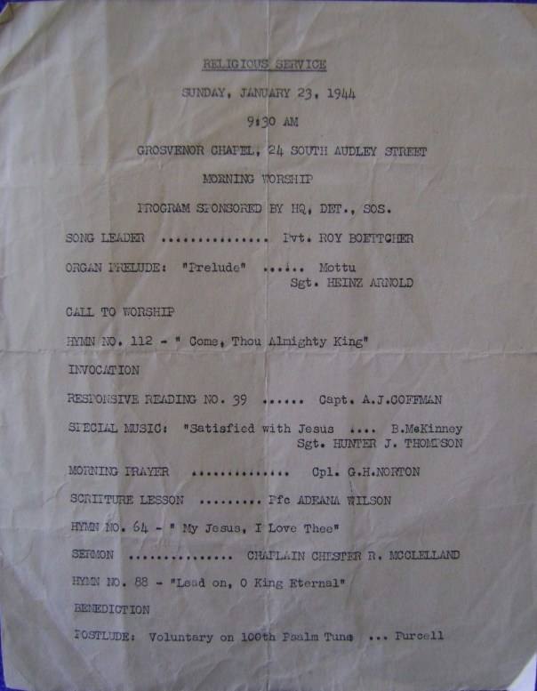 Grosvenor Chapel Bulletin