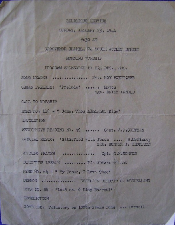 Grosvenor Chapel Bulletin