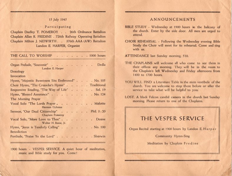 Furth Germany Worship Bulletin