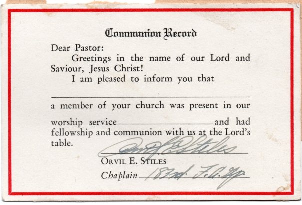 Communion Record WW2